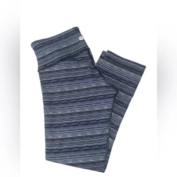 LULULEMON - Wunder Under Crop - Space Dye Twist Sapphire Blue Multi Sz 4 - Picture 4 of 6